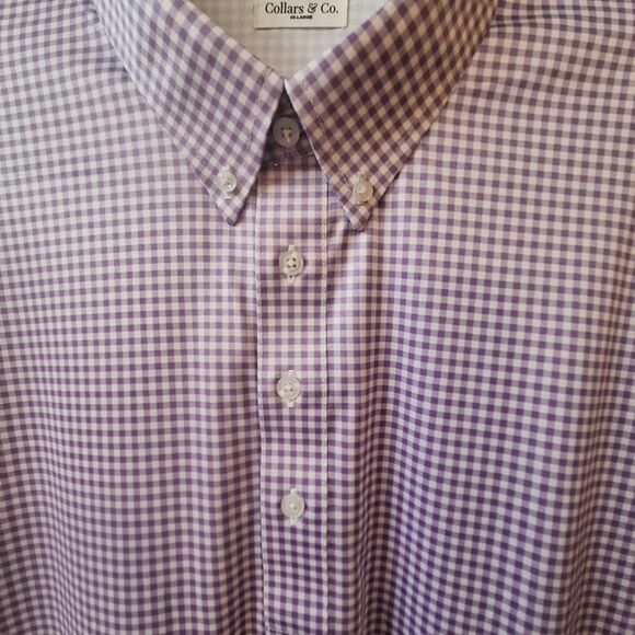 Collars & Co Mens Dress Collar Polo Sz 3XL Purple White Gingham Golf NWOT - Picture 5 of 9